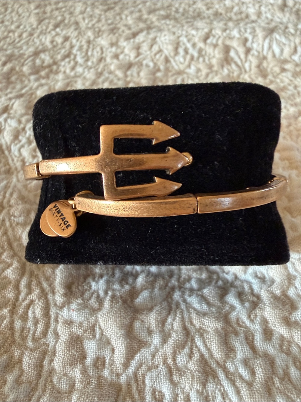 Alex and Ani Gold Tone Trident Charm Bracelet